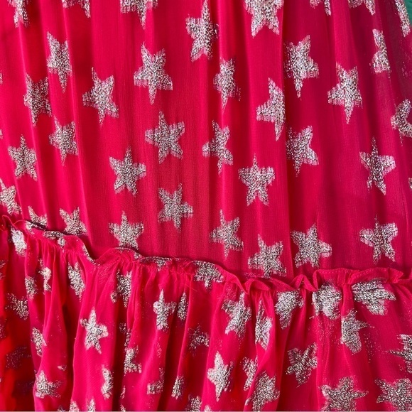 ROCOCO SAND VEGA METALLIC STARS RUFFLE FUN MAXI SKIRT PINK SIZE MEDIUM NWT - Picture 5 of 5